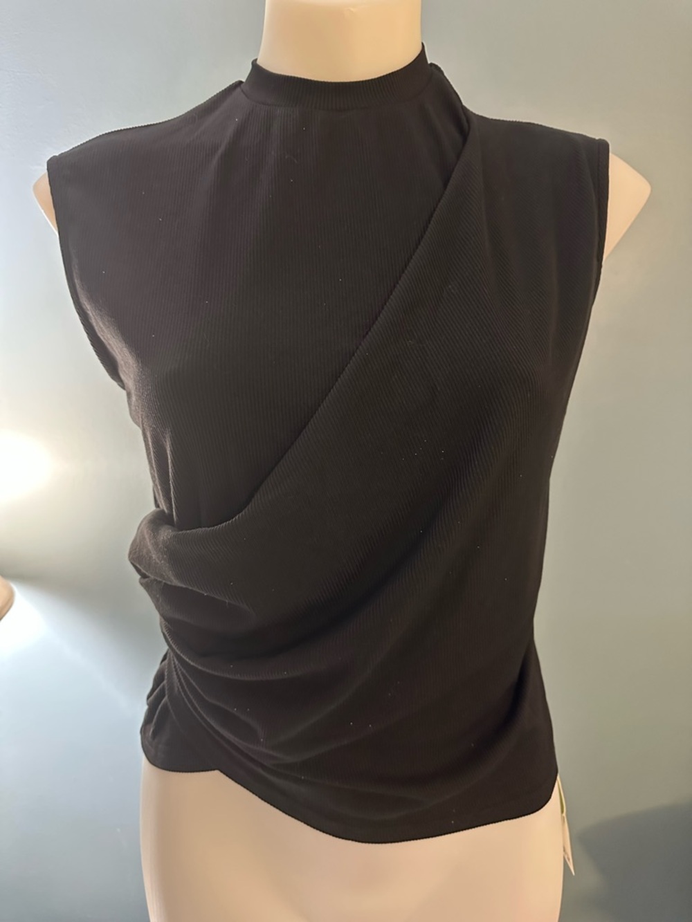 Cider Black Draped Front Sleeveless Tank